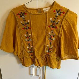 Yellow embroidered top